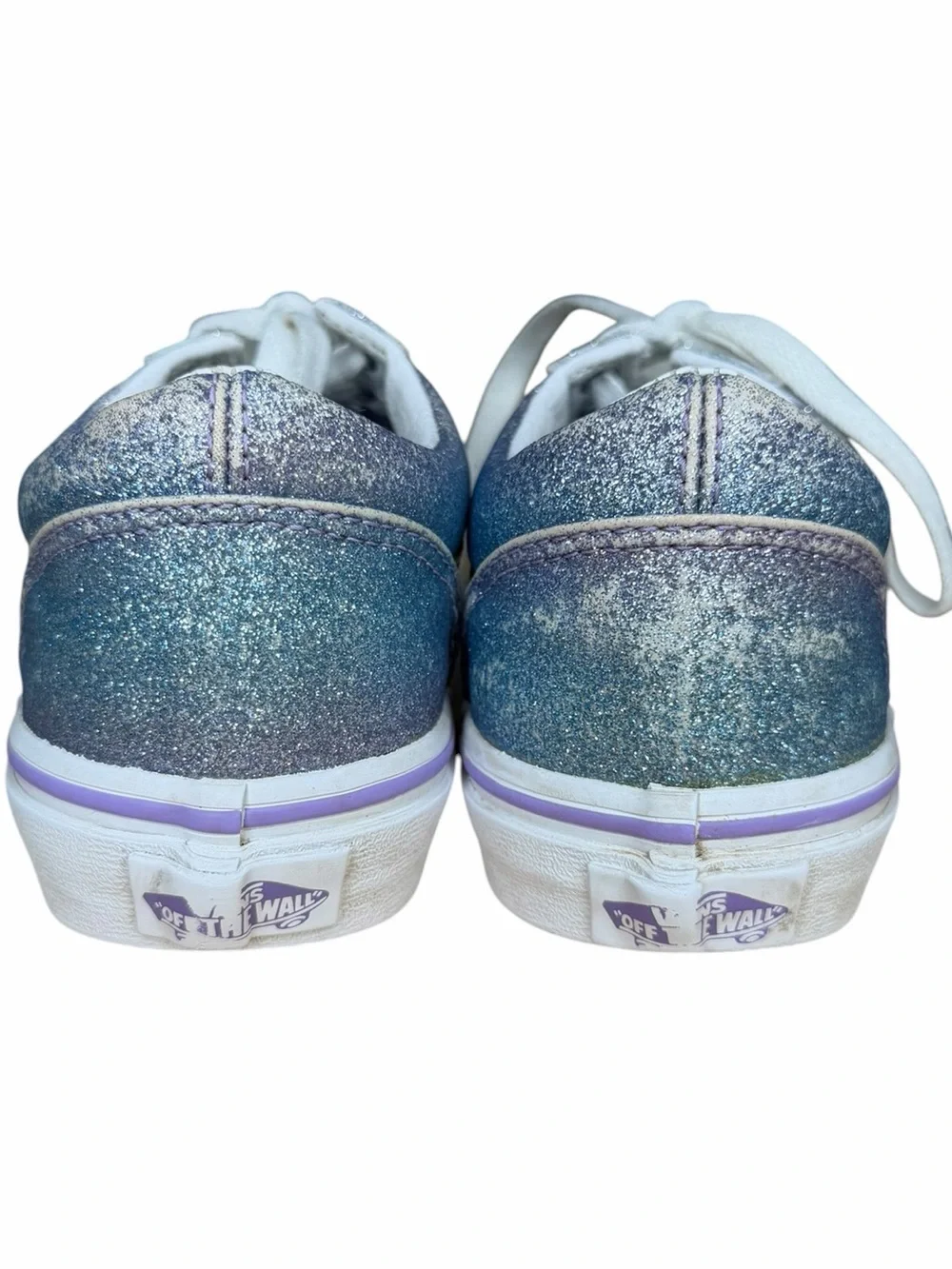 Vans Old Skool Glitter Iridescent Sneakers Kids Size 3 Purple Blue Gold